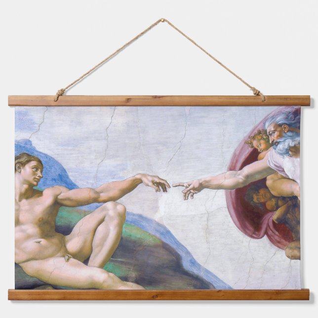 Michelangelo - Creation of Adam Isolated Hanging Tapestry (Front)