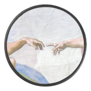 Michelangelo - Creation of Adam Isolated Hockey Puck