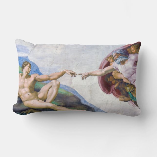 Michelangelo - Creation of Adam Isolated Lumbar Cushion (Front)