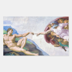 Michelangelo - Creation of Adam Isolated Rectangular Sticker