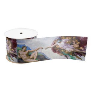 Michelangelo - Creation of Adam Isolated Satin Ribbon