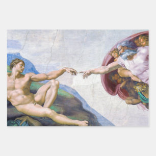 Michelangelo - Creation of Adam Isolated Wrapping Paper Sheet