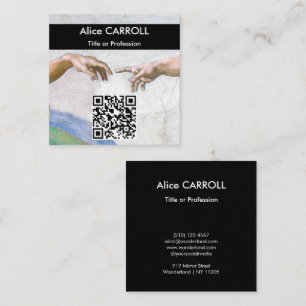 Michelangelo - Creation of Adam - QR Code Square Business Card