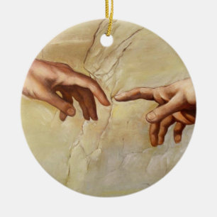 Michelangelo Creation of Adam Sistine Chapel Ceramic Ornament