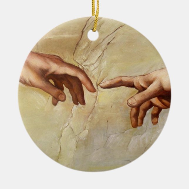 Michelangelo Creation of Adam Sistine Chapel Ceramic Ornament (Front)