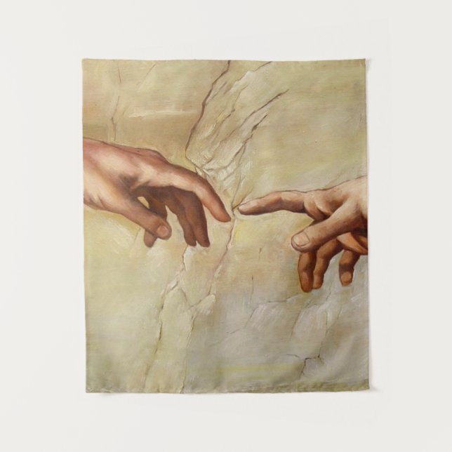 Michelangelo Creation of Adam Sistine Chapel Tapestry (Front)