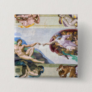 Michelangelo - Creation of Adam, Sistine Chapel's 15 Cm Square Badge