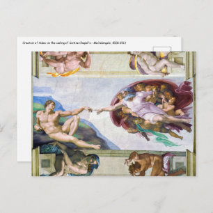 Michelangelo - Creation of Adam, Sistine Chapel's Postcard