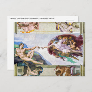 Michelangelo - Creation of Adam, Sistine Chapel's Postcard