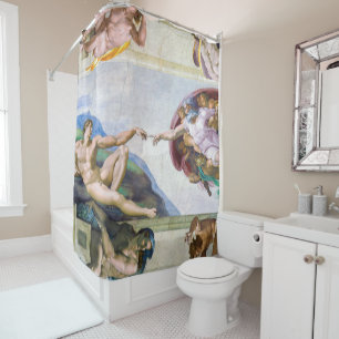 Michelangelo - Creation of Adam, Sistine Chapel's Shower Curtain