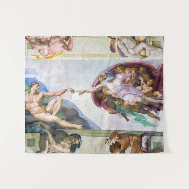 Michelangelo - Creation of Adam, Sistine Chapel's Tapestry (Front (Horizontal))