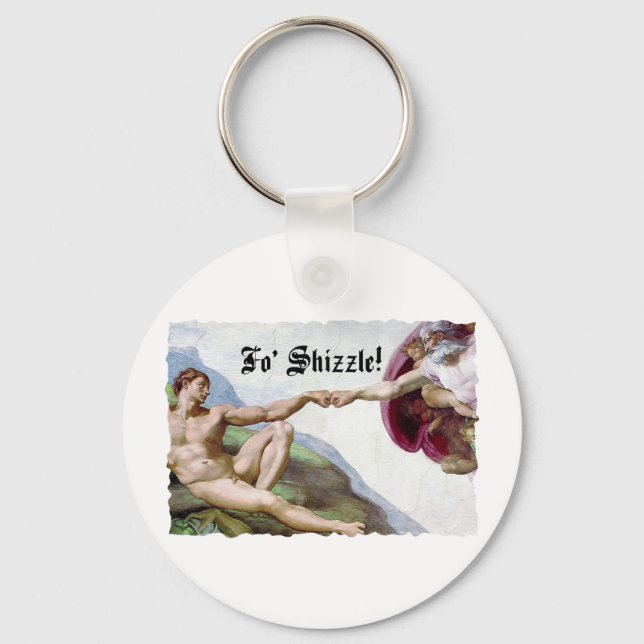 Michelangelo Creation Of Man Fist Bump Fo Shizzle Key Ring (Front)