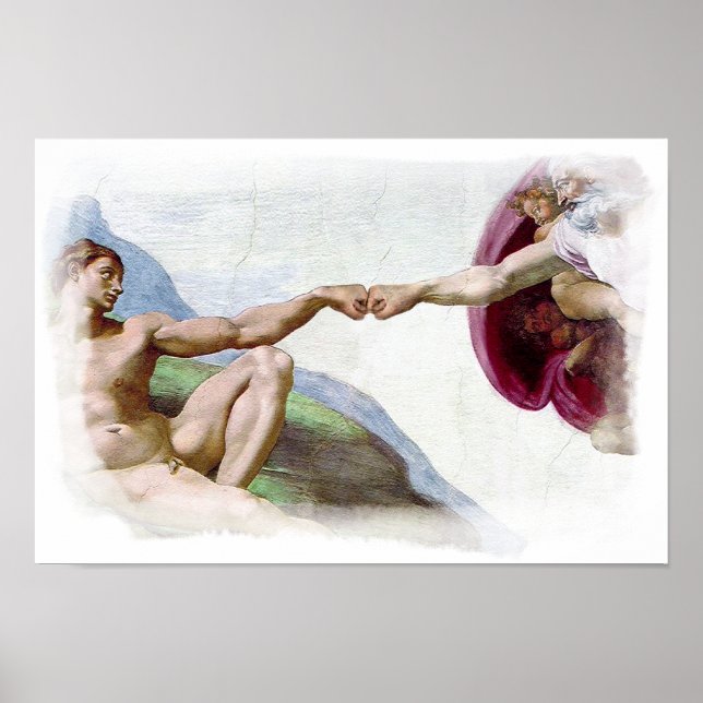 Michelangelo Creation Of Man Fist Bump Poster (Front)