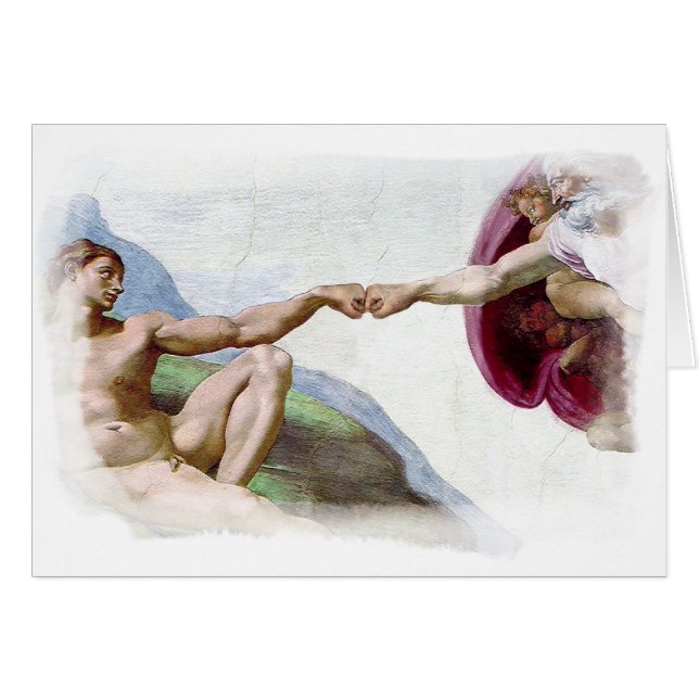 Michelangelo Creation Of Man - God Adam Fist Bump (Front Horizontal)