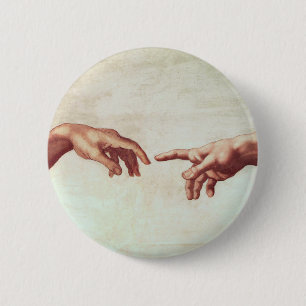 Michelangelo Hands 6 Cm Round Badge