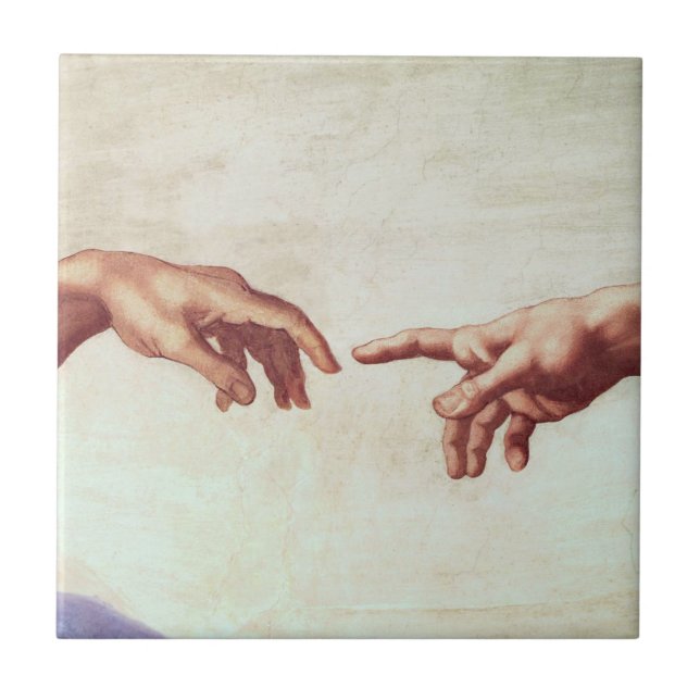 Michelangelo Hands Ceramic Tile (Front)