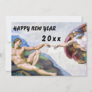 Michelangelo - Happy New Year / Creation of Adam Holiday Card