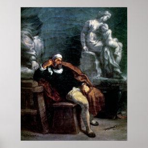 Michelangelo  in his Studio Poster