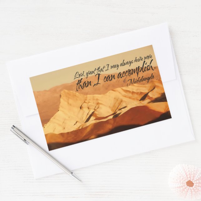 Michelangelo Inspirational Quote "Lord, grant" Rectangular Sticker (Envelope)
