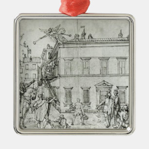 Michelangelo on horseback, visiting an artist metal tree decoration