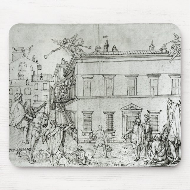 Michelangelo on horseback, visiting an artist mouse pad (Front)