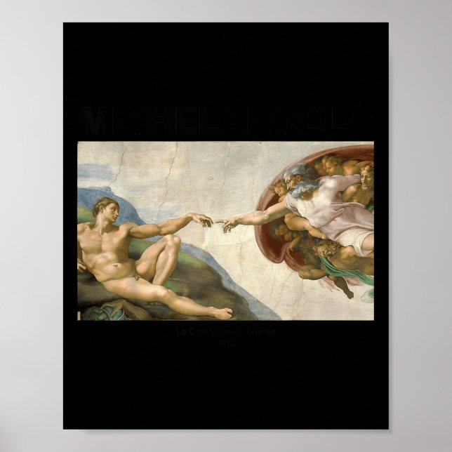 Michelangelo - The Creation Of Adam _ Famous Paint Poster (Front)