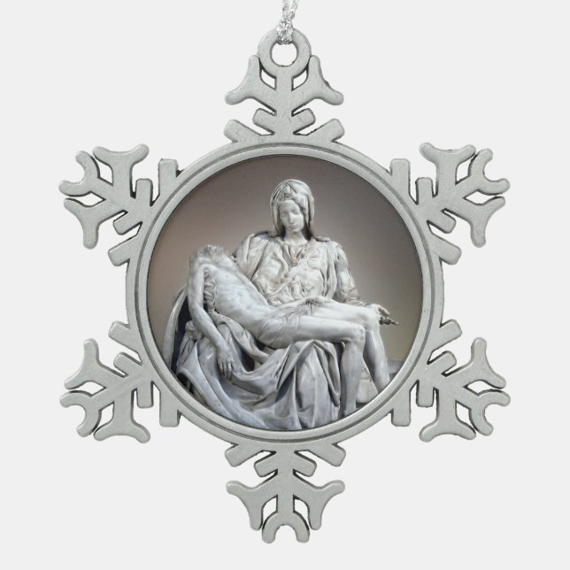 Michelangelo - The Pieta Snowflake Pewter Christmas Ornament (Front)