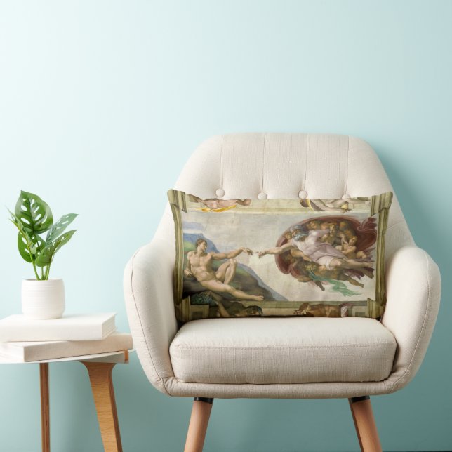 Michelangelo's Creation of Man (Creation of Adam) Lumbar Cushion (Chair)
