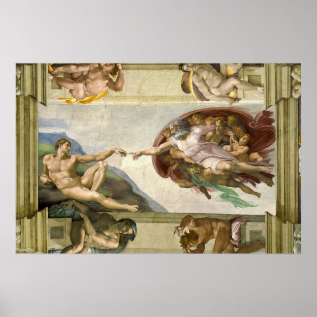 Michelangelo's Creation of Man (Creation of Adam) Poster (Front)