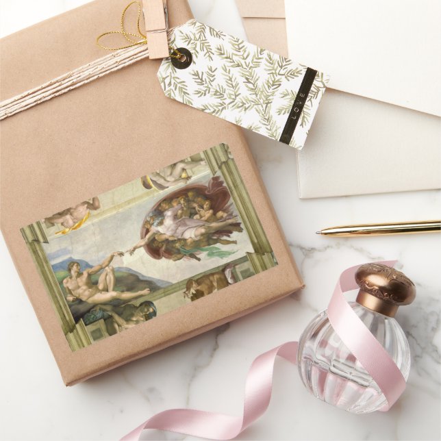 Michelangelo's Creation of Man (Creation of Adam) Rectangular Sticker (Gifting)