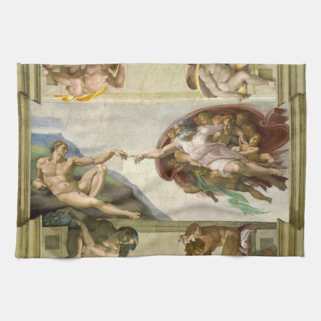 Michelangelo's Creation of Man (Creation of Adam) Tea Towel (Horizontal)