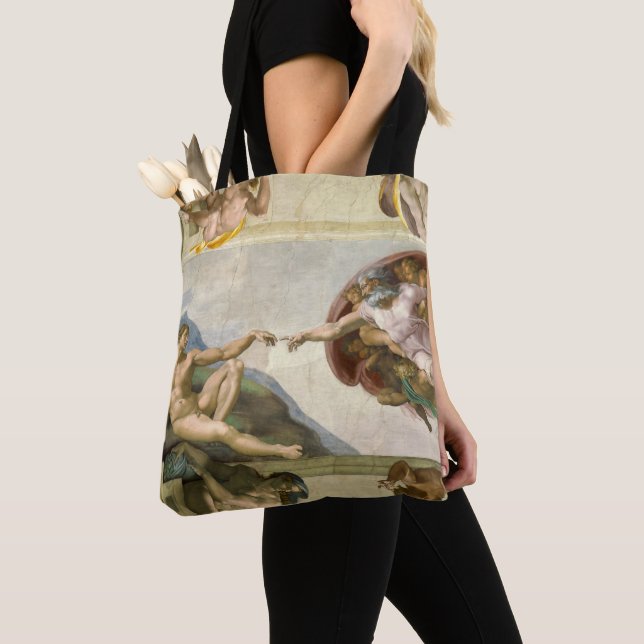 Michelangelo's Creation of Man (Creation of Adam) Tote Bag (Close Up)