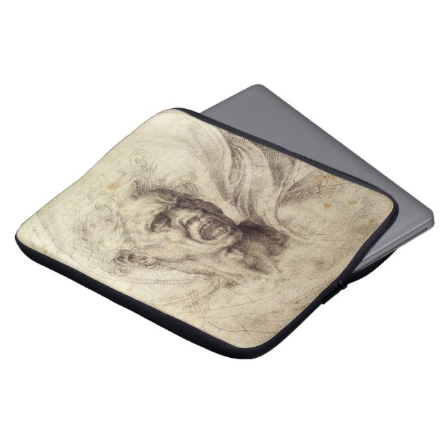 Michelangelo's Damned Soul, Head of a Man Laptop Sleeve (Front Top)