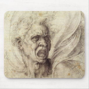 Michelangelo's Damned Soul, Head of a Man Mouse Pad