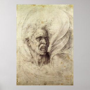 Michelangelo's Damned Soul, Head of a Man Poster