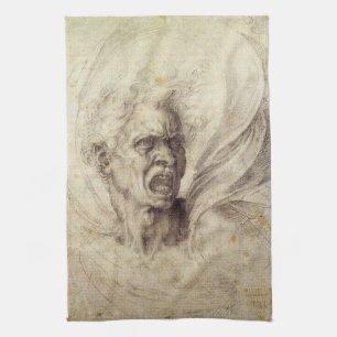 Michelangelo's Damned Soul, Head of a Man Tea Towel