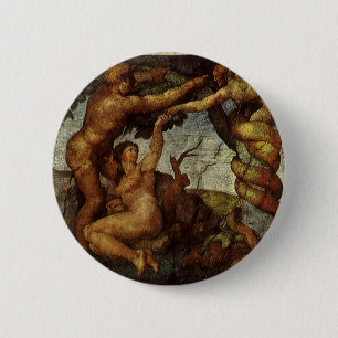Michelangelo's Fall and Expulsion, Garden of Eden 6 Cm Round Badge