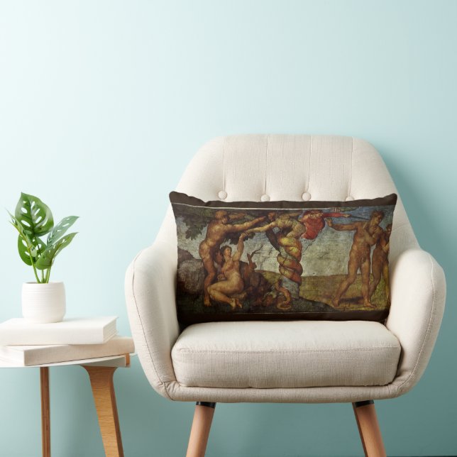 Michelangelo's Fall and Expulsion, Garden of Eden Lumbar Cushion (Chair)