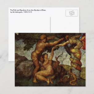 Michelangelo's Fall and Expulsion, Garden of Eden Postcard