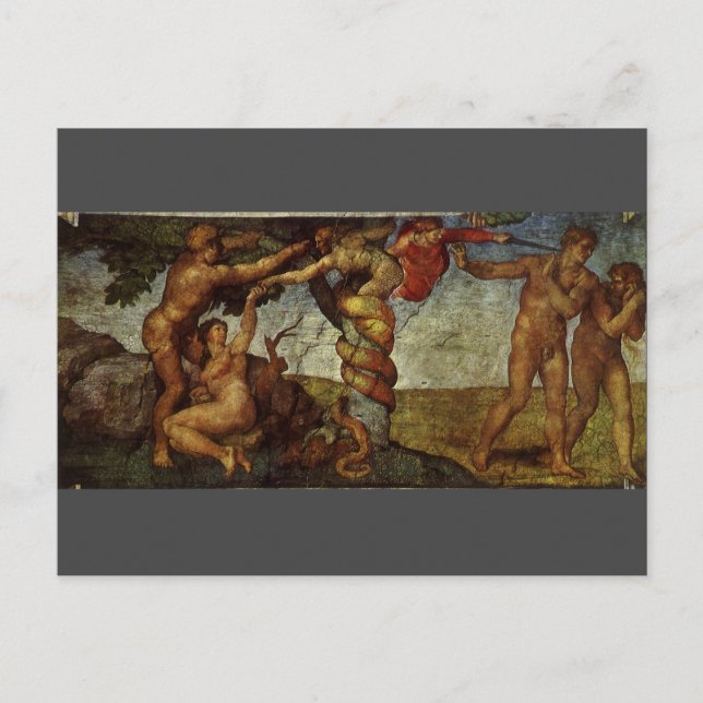 Michelangelo's Fall and Expulsion, Garden of Eden Postcard (Front)