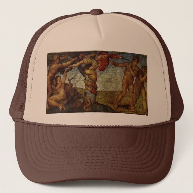 Michelangelo's Fall and Expulsion, Garden of Eden Trucker Hat (Front)