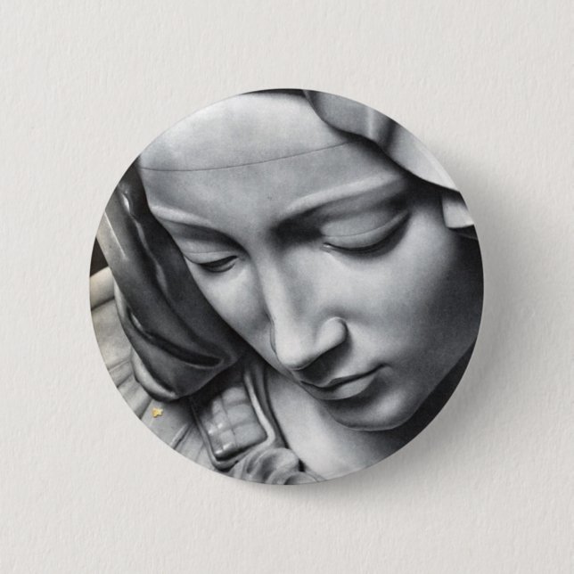 Michelangelo's Pieta detail of Virgin Mary's face 6 Cm Round Badge (Front)