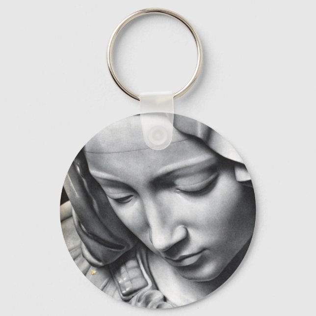 Michelangelo's Pieta detail of Virgin Mary's face Key Ring (Front)