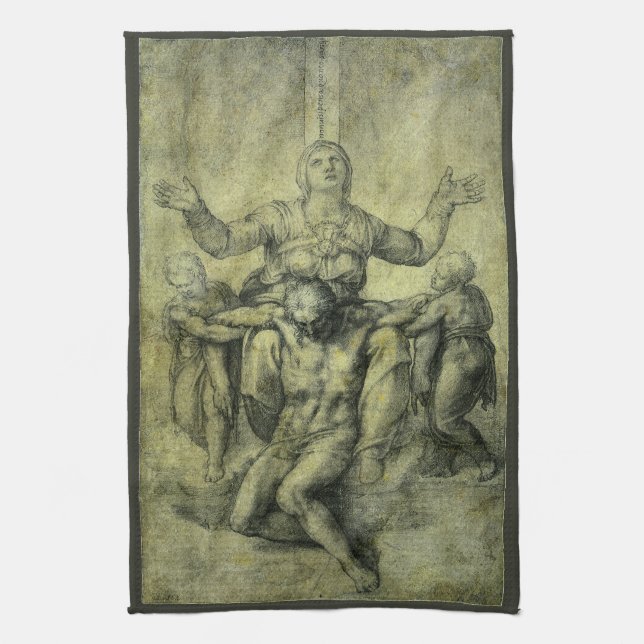 Michelangelo's Pieta for Vittoria Colonna Tea Towel (Vertical)