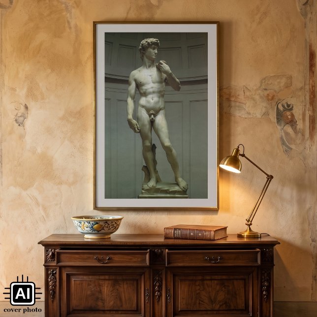 Michelangelo's Statue of David Poster (Statue of David by Michelangelo is a vintage Renaissance Era 17 ft. marble statue of King David.)