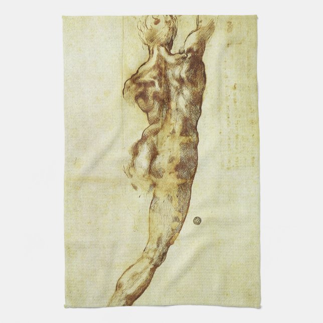 Michelangelo's Study for the Battle of Cascina Tea Towel (Vertical)
