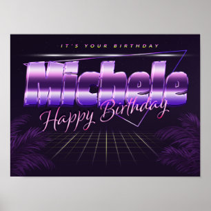 Michele Name Vorname lila retro Poster Geburtstag