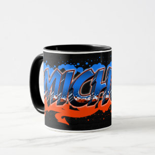 Michele Vorname Name Graffiti blue orange Tasse Mug