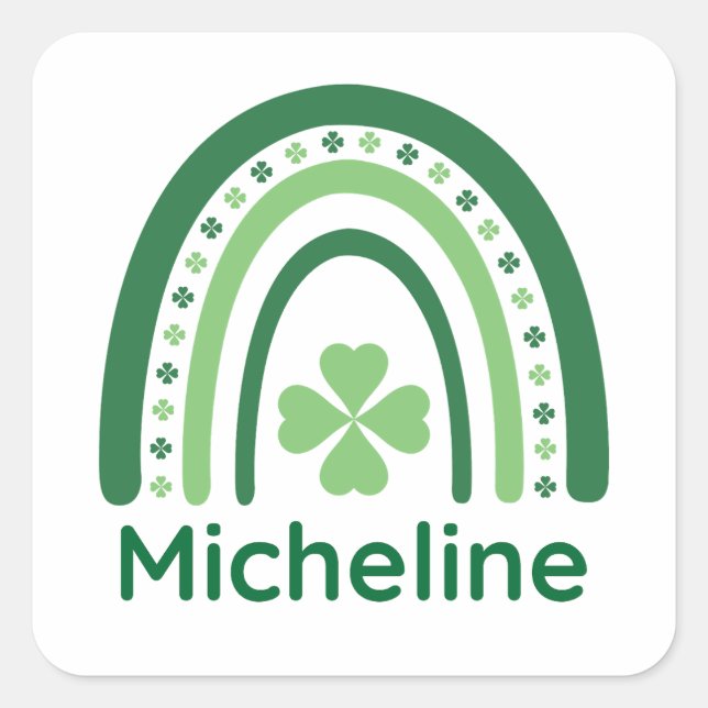 Micheline Name Clover Boho Rainbow Square Sticker (Front)