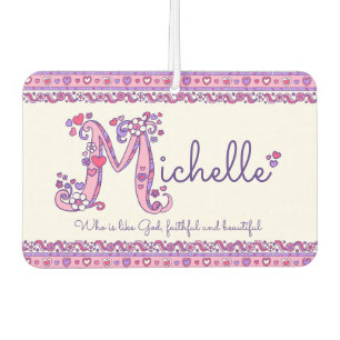 Michelle letter M name meaning purple pink Car Air Freshener